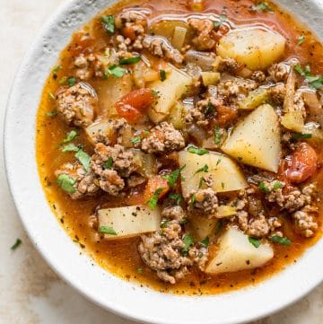 This Instant Pot hamburger soup is hearty, comforting, and fairly healthy. It's sure to become a family favorite! Very easy to make. 
