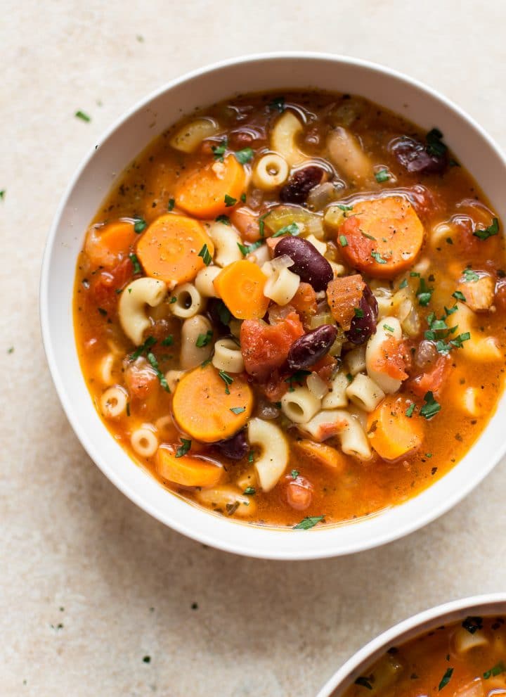 The classic Italian pasta and bean soup (pasta e fagioli) is quick and easy in the Instant Pot!