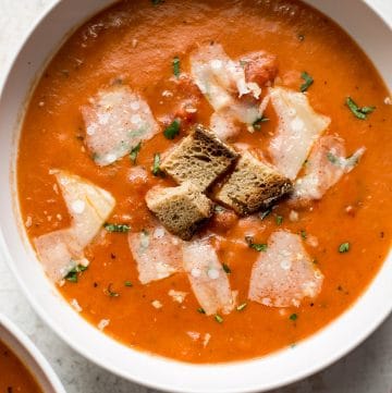 This easy tomato soup recipe is so much better than the canned variety! You can make this homemade tomato soup in about 30 minutes.