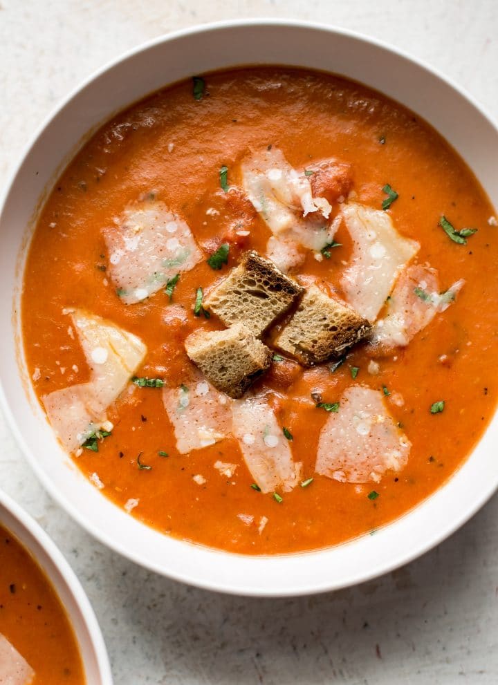 This easy tomato soup recipe is so much better than the canned variety! You can make this homemade tomato soup in about 30 minutes. 