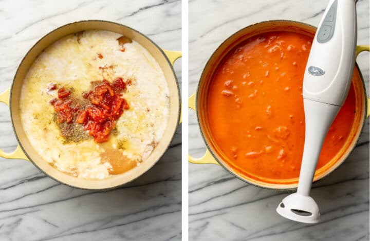 tomato soup before and after blending