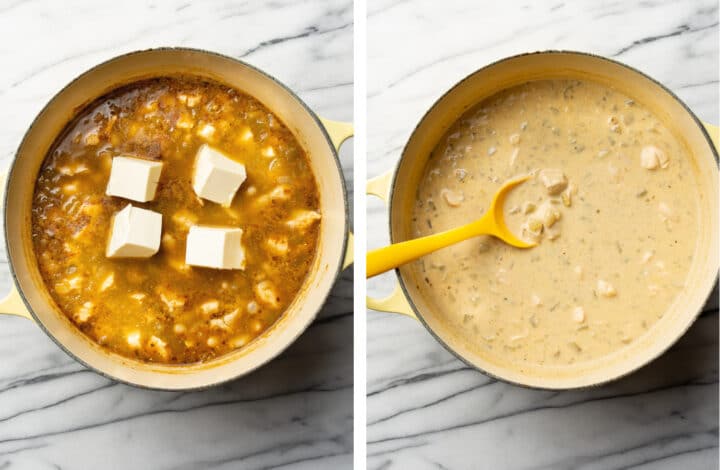 adding in cream cheese to white chicken chili