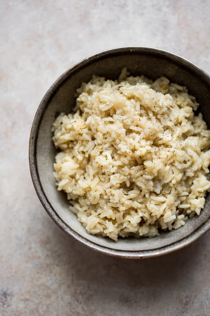 bowl of the best Instant Pot rice garnished with pepper