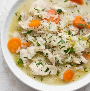 This easy chicken and rice soup makes the best family meal! It's quick, simple, and healthy.
