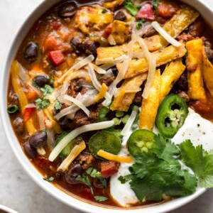 This beef and black bean chili recipe is quick, easy, and the whole family will love it. 