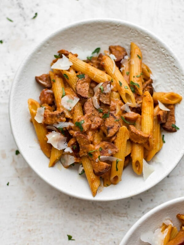 This easy chorizo pasta recipe is fast and has a short ingredients list! Perfect for a weeknight dinner.