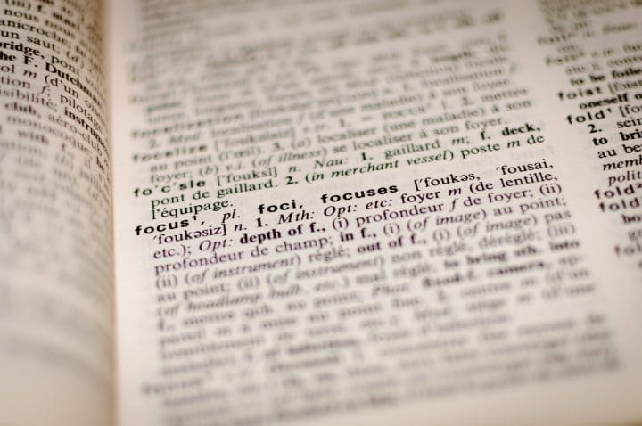 a dictionary page with the definition of the word focus