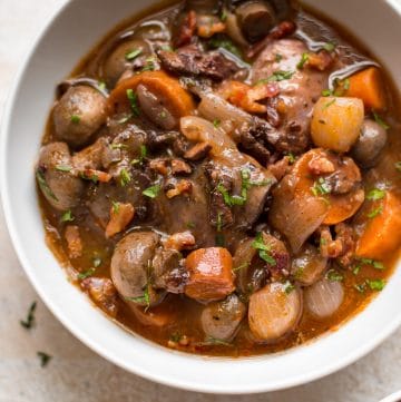 This easy Instant Pot Coq au Vin recipe is much easier to make than the classic recipe! You can have all the delicious flavor with less work.