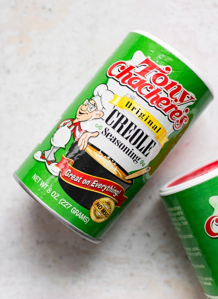 close-up of container of Tony Chachere's Original Creole Seasoning