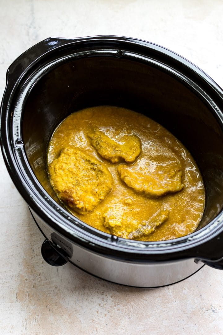 honey mustard pork chops in a Crockpot