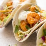 shrimp tacos side view