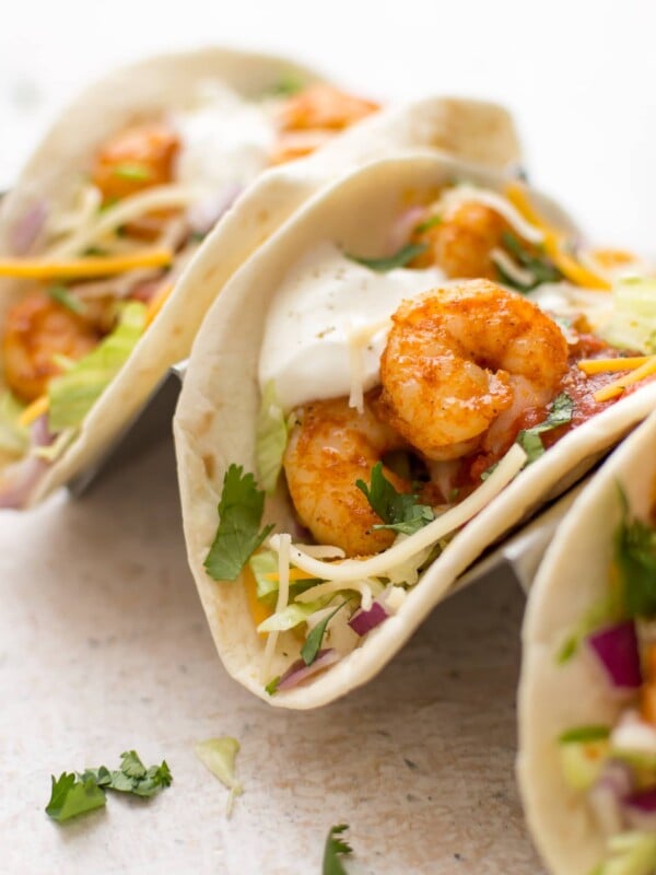 shrimp tacos side view