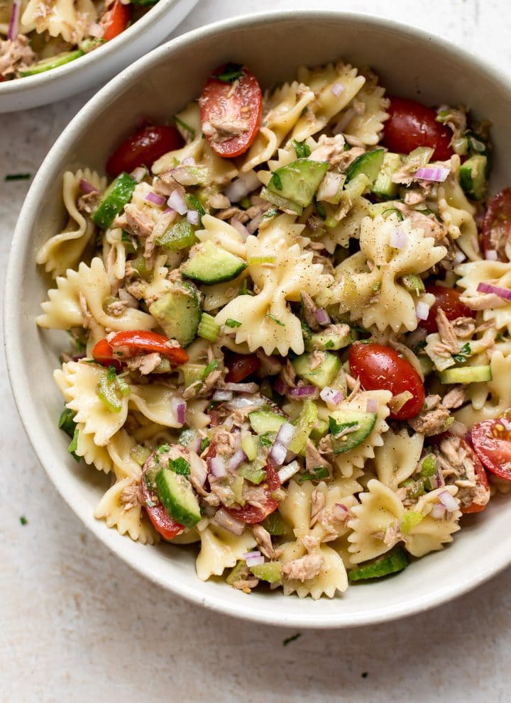Tuna pasta salad close-up