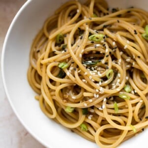 ginger garlic noodles close-up