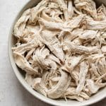 Bowl of shredded chicken breast