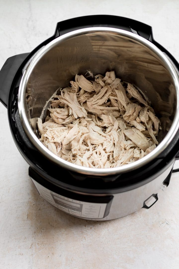 Shredded chicken breast in an Instant Pot