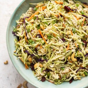 Broccoli ramen noodle salad close-up