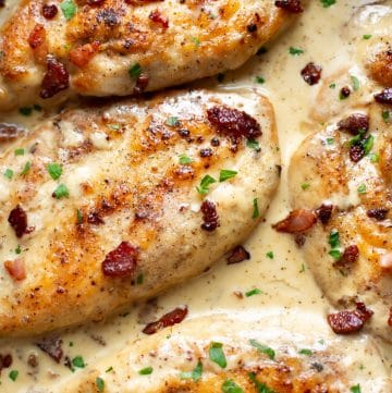 closeup of bacon chicken