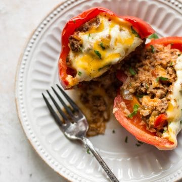 Mexican stuffed pepper on a white plate