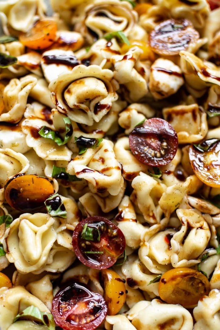 close-up picture of cold tortellini salad