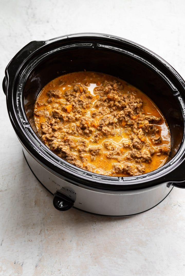 beef and pork ragu in a Crockpot