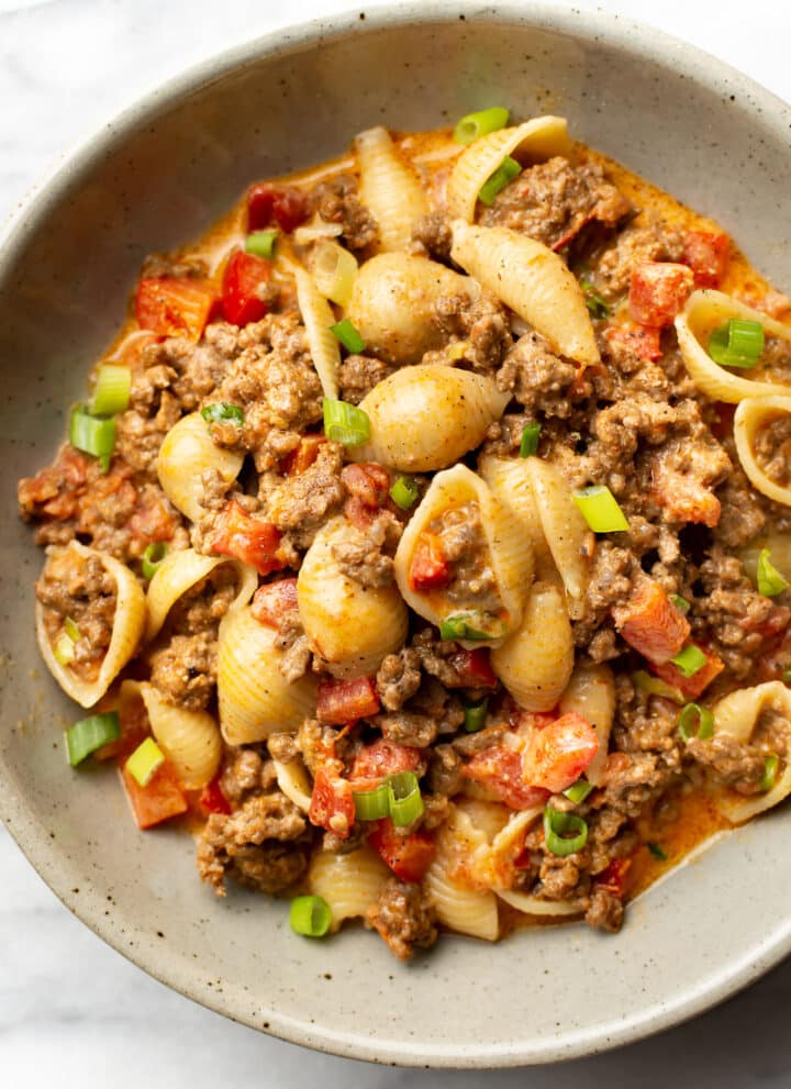 a bowl of taco pasta