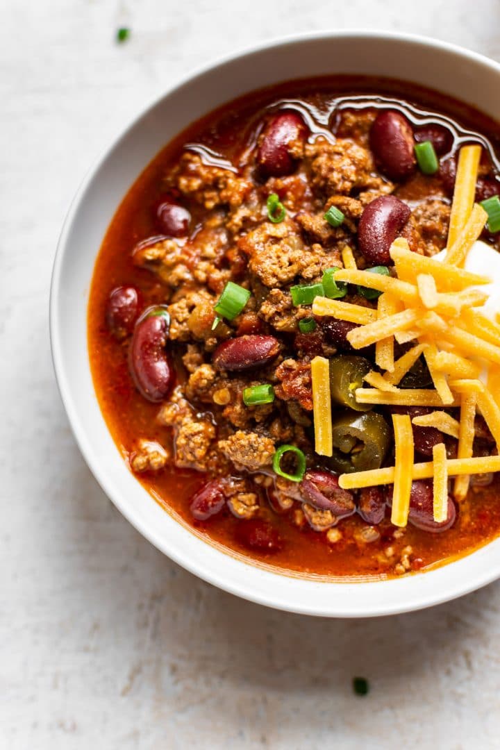 classic chili close-up in a bowl