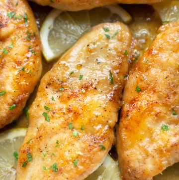 close-up of glazed honey lemon chicken