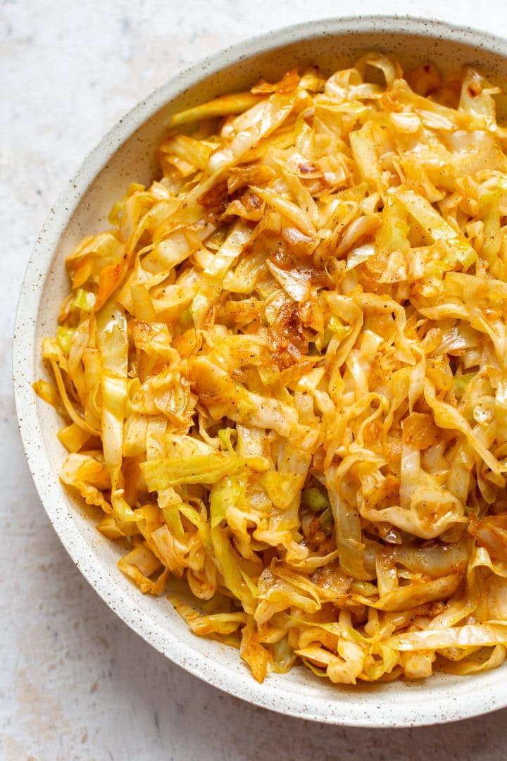 fried cabbage in a serving bowl