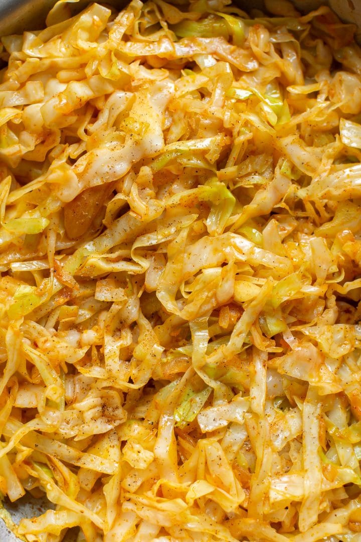 sautéed cabbage and onions close-up