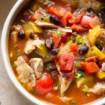 close-up of skinny chicken fajita soup