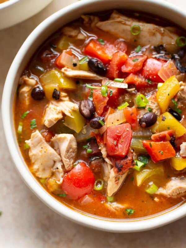 close-up of skinny chicken fajita soup