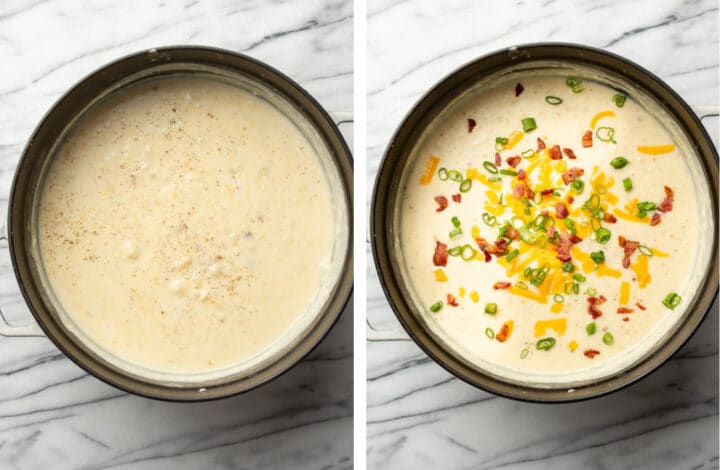 toppings baked potato soup with scallions and bacon