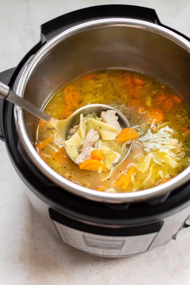 homemade chicken noodle soup in the Instant Pot