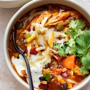 healthy leftover turkey chili in two bowls