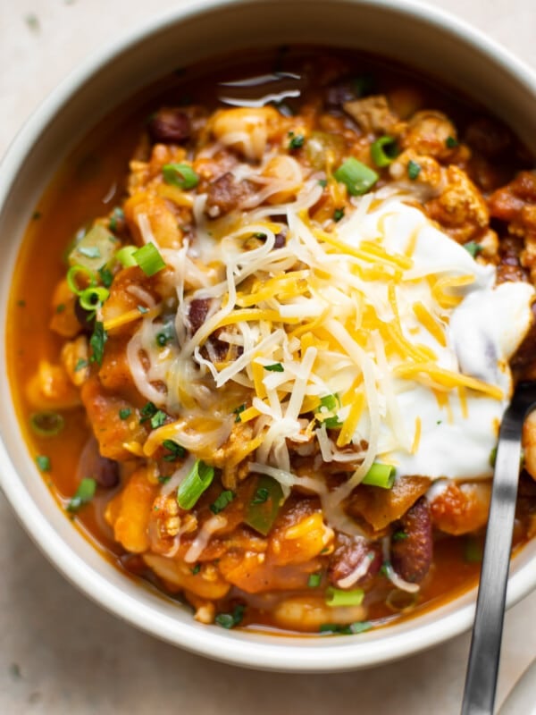 close-up of turkey pumpkin chili