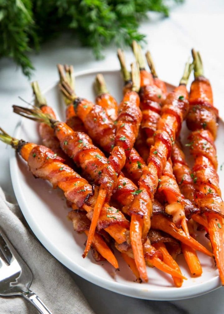 bacon wrapped maple glazed carrots