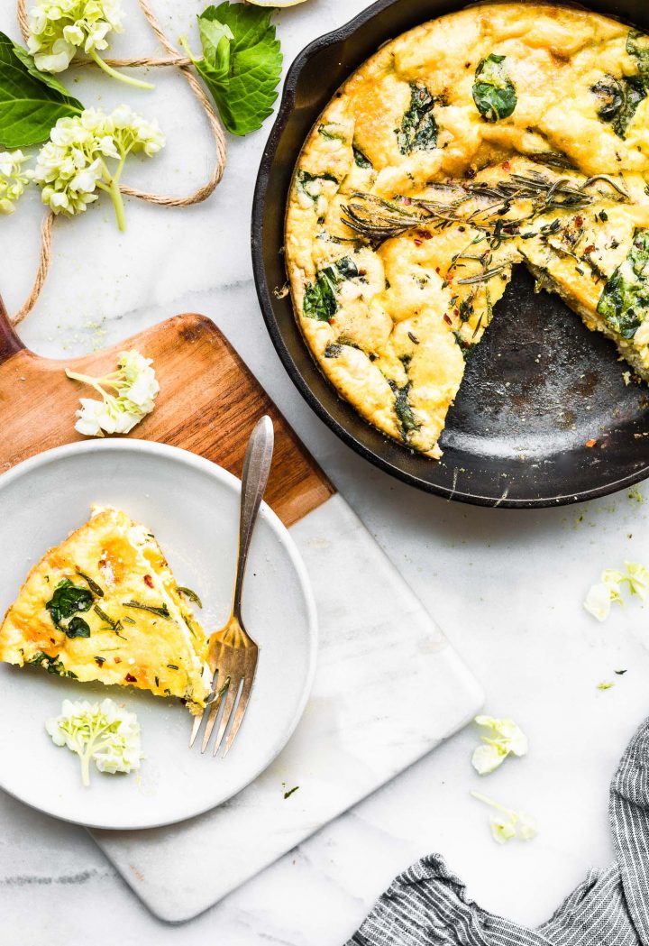 sliced pumpkin turkey frittata on a table