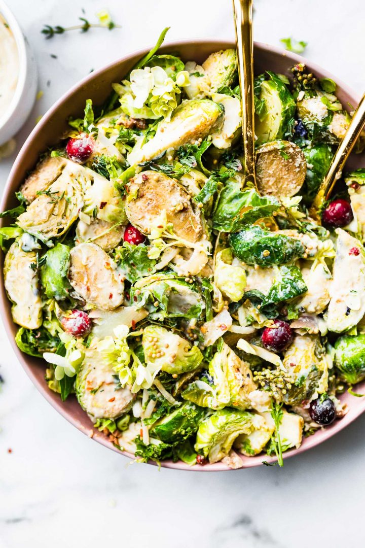 vegan sautéed brussels sprouts salad