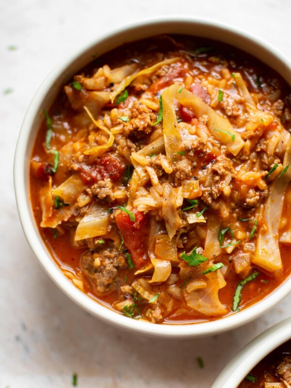 bowl of unstuffed cabbage soup