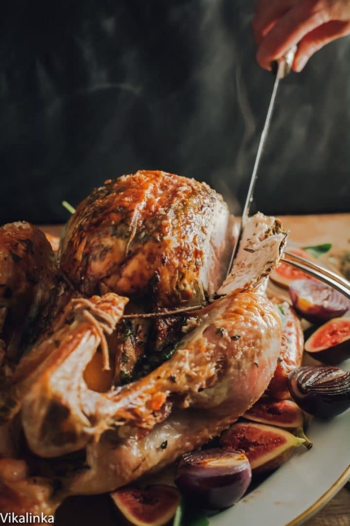 roast turkey on a table 