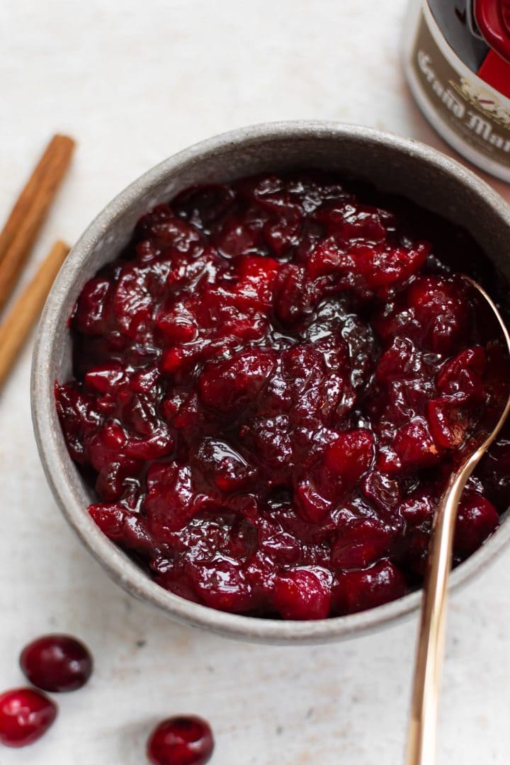 close-up of drunken cranberry sauce