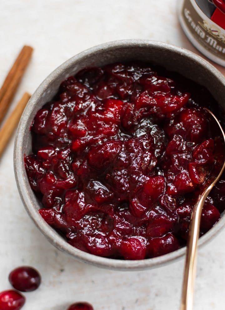 close-up of drunken cranberry sauce