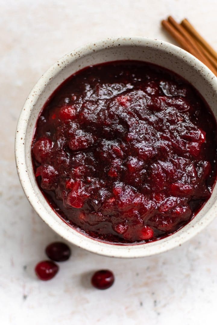 easy homemade cranberry sauce in a bowl