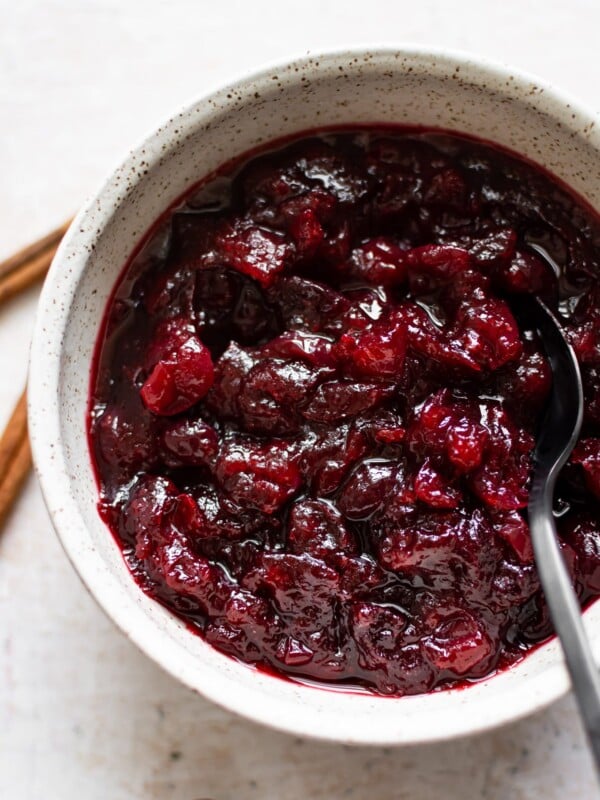 close-up of homemade cranberry sauce