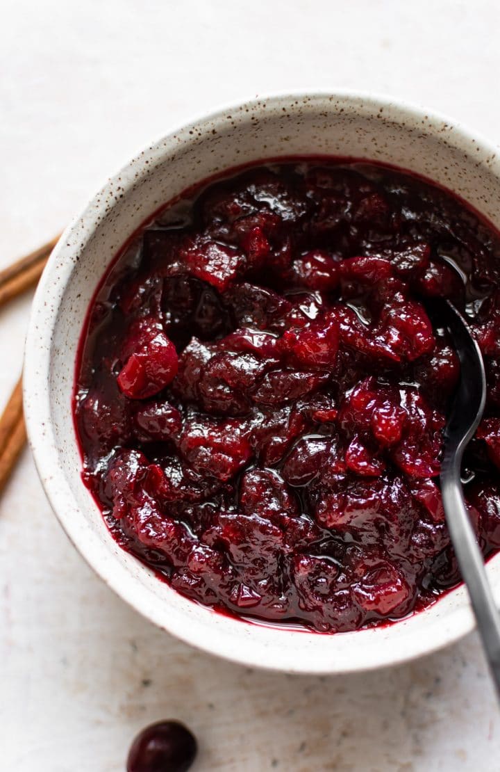 close-up of homemade cranberry sauce