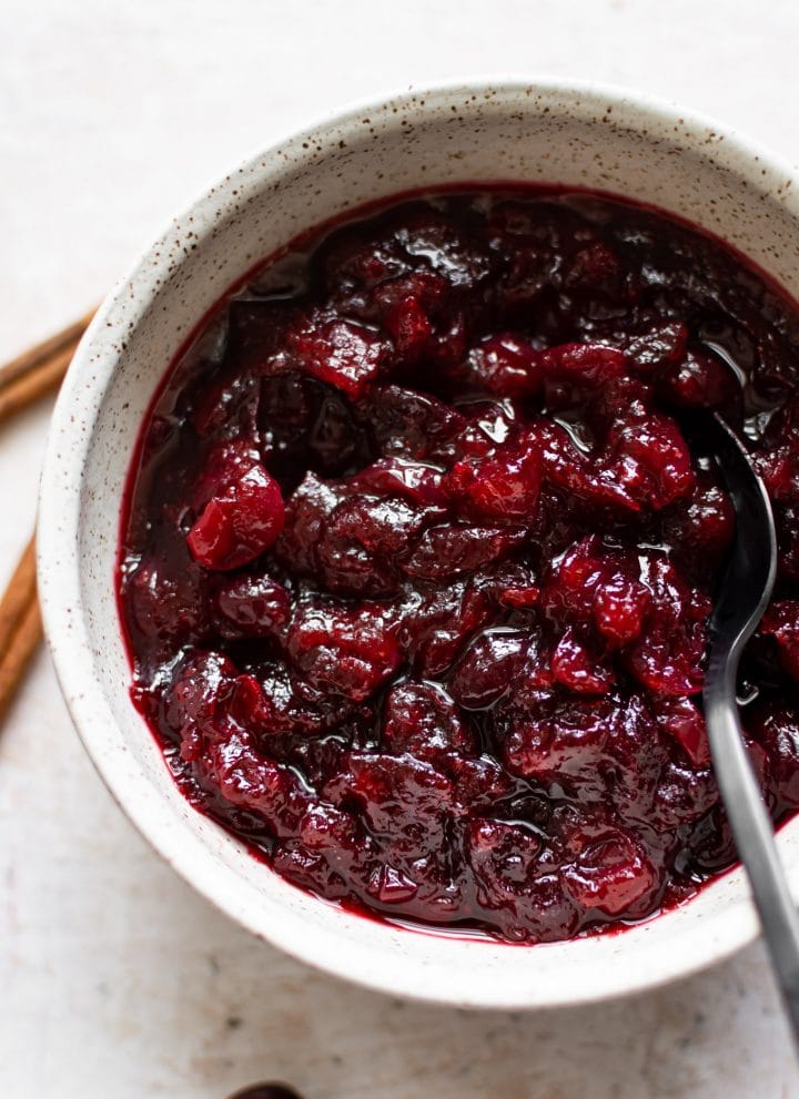 close-up of homemade cranberry sauce