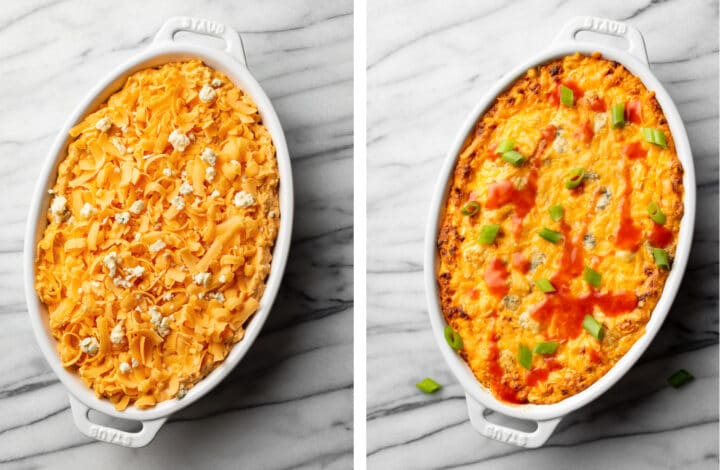 buffalo chicken dip before and after baking