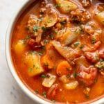 close-up of Instant Pot cabbage soup