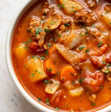 close-up of Instant Pot cabbage soup